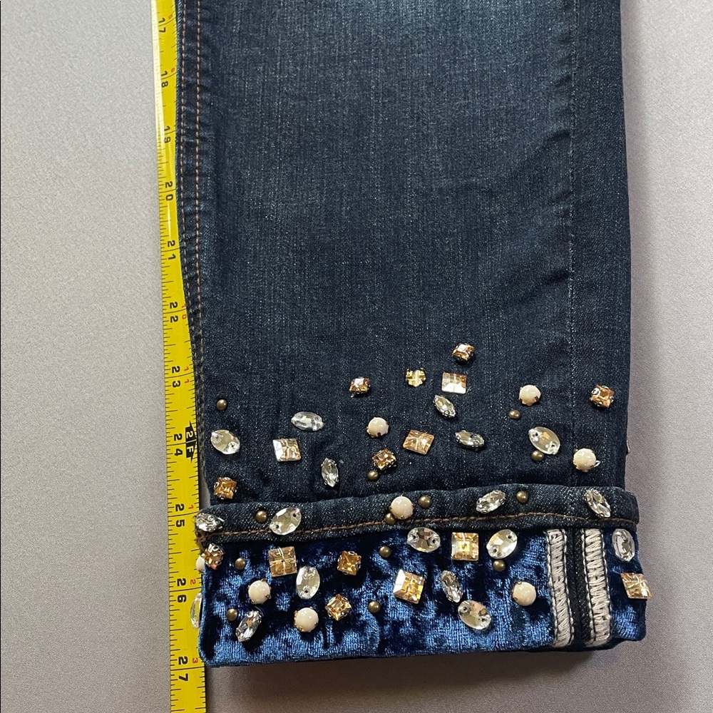 Miss Me Dark Wash High Waist Rhinestone Embellished Stretch Ankle Jeans | 30 - Picture 12 of 12